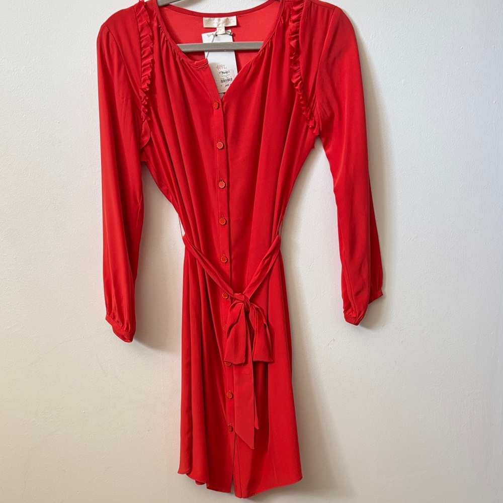 Chic Long Sleeve Red Dress